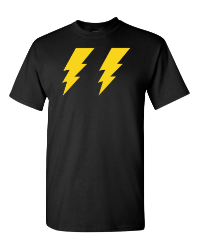 Lightning Bolts on a black adult tee
