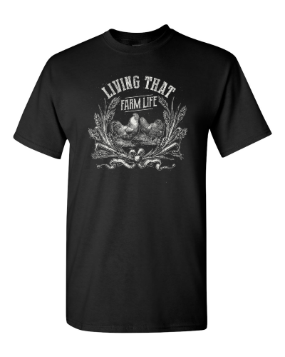 Living That Farm Life on a black adult tee