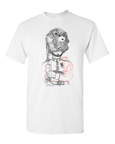 London on a white adult tee