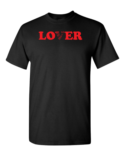 Loner Lover on a black adult tee