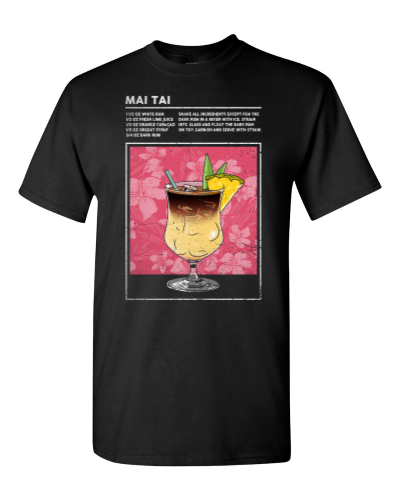 Mai Tai Cocktail on a black adult tee