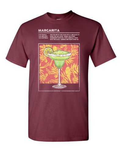 Margarita Cocktail on a maroon adult tee