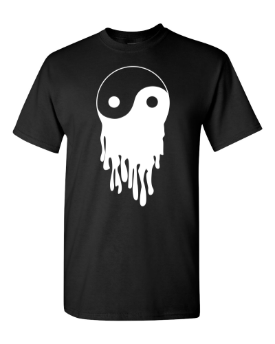 Melty Yin Yang on a black adult tee