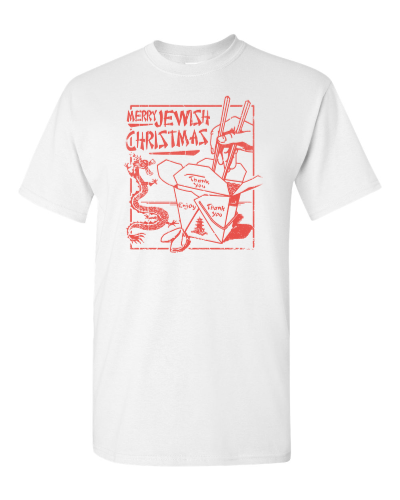 Merry Jewish Christmas on a white adult tee