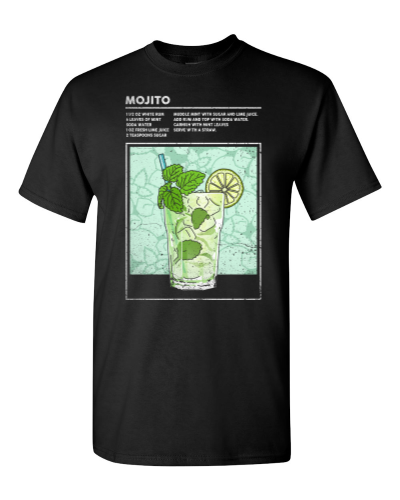 Mojito Cocktail on a black adult tee