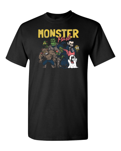 Monster Mash on a black adult tee