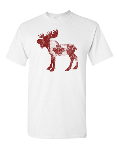 Moose Flag on a white adult tee