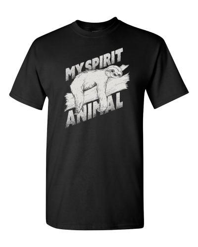 My Spirit Animal Sloth on a black adult tee