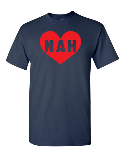 Nah Heart on a navy adult tee