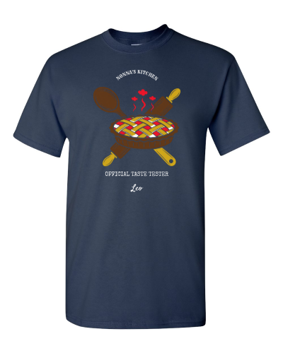 Nana's Kitchen on a navy adult tee