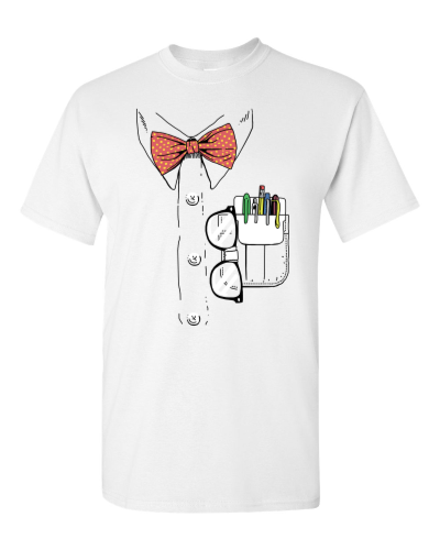 Nerd Costume on a white adult tee