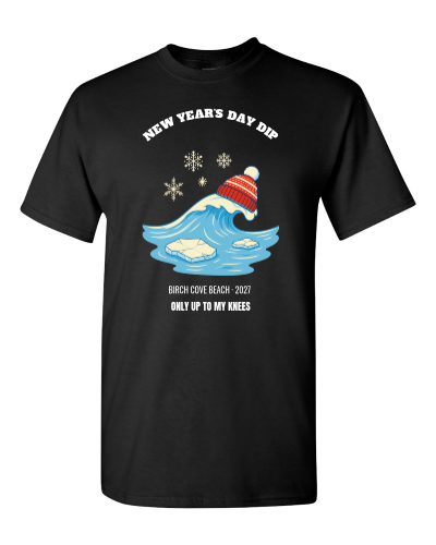 New Year's Day Dip Crew on a black adult tee