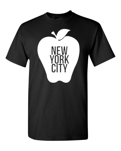 New York City Big Apple on a black adult tee