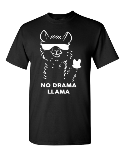 No Drama Llama on a black adult tee
