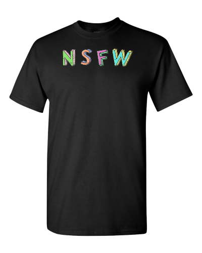 NSFW on a black adult tee