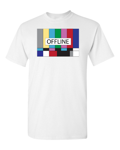Offline Test Pattern on a white adult tee