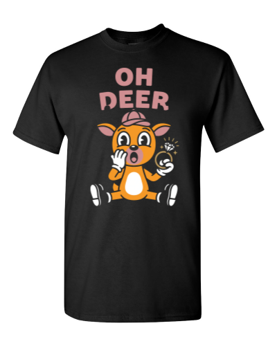 Oh Deer Ring Surprise on a black adult tee