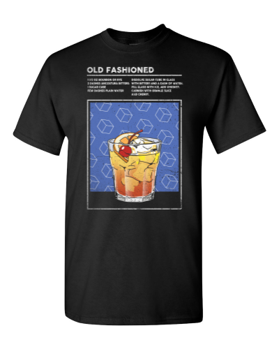 Old Fashioned Cocktail on a black adult tee