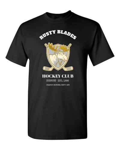 Old-Timers Heritage Crest on a black adult tee