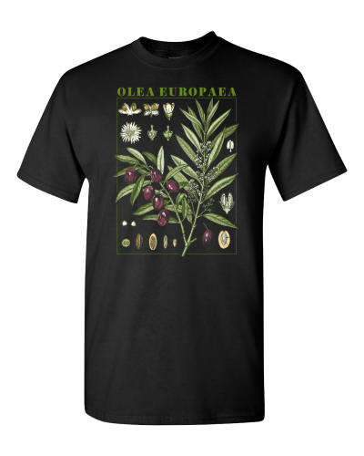 Olive Branch Botanical on a black adult tee