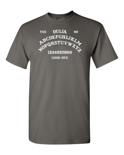 Ouija Board on a charcoal adult tee