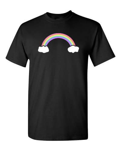 Over It Rainbow on a black adult tee
