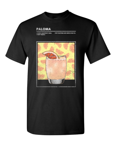 Paloma Cocktail on a black adult tee