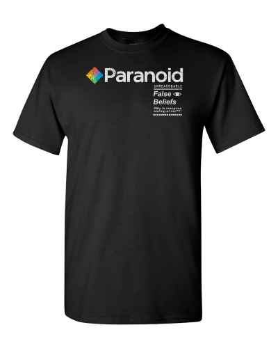 Paranoid on a black adult tee