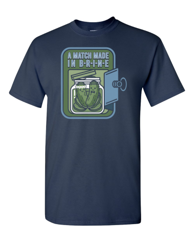 Pickle Jar Couple on a navy adult tee