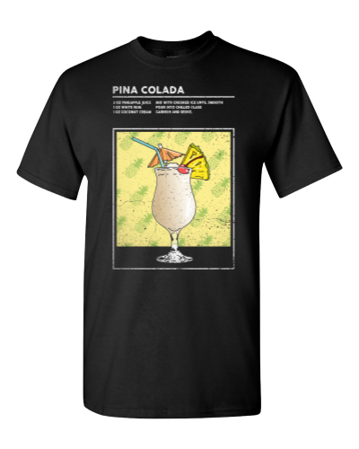 Piña Colada Cocktail on a black adult tee