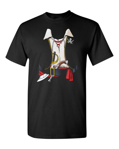 Pirate Costume on a black adult tee
