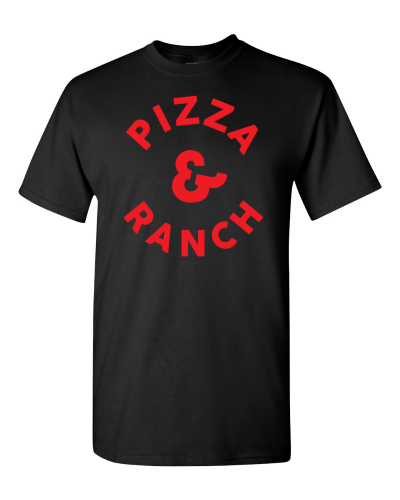 Pizza and Ranch on a black adult tee