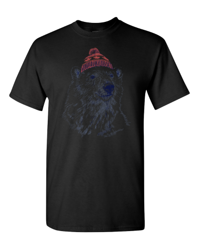 Polar Bear in a Toque on a black adult tee