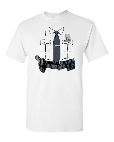 Police Officer Costume on a white adult tee