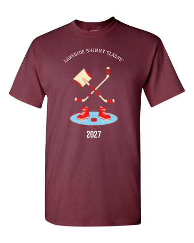 Pond Positions on a maroon adult tee