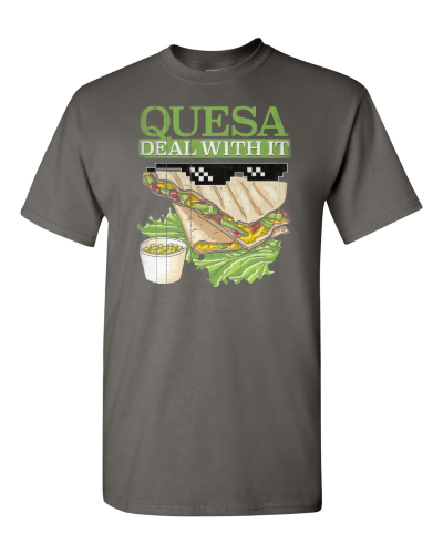 Quesa Deal With It on a charcoal adult tee