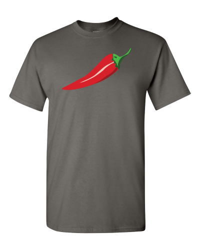 Red Chili Pepper on a charcoal adult tee