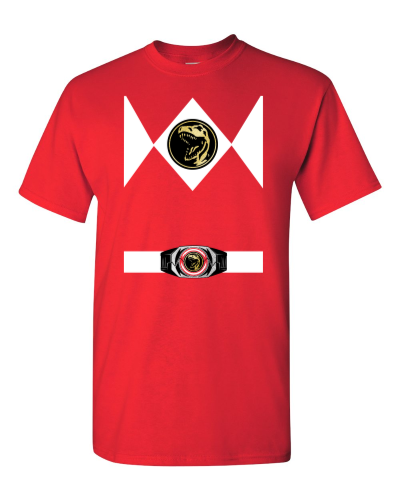 Red Ranger Hero Shirt on a red adult tee