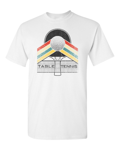 Retro Table Tennis on a white adult tee