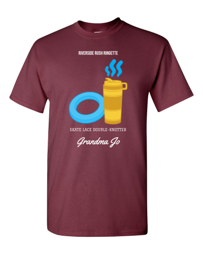 Ringette Family Department on a maroon adult tee
