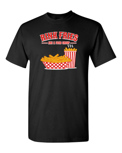 Rink Fries Are a Food Group on a black adult tee