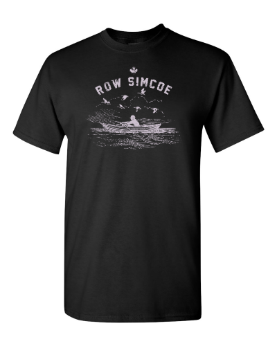 Row Simcoe on a black adult tee