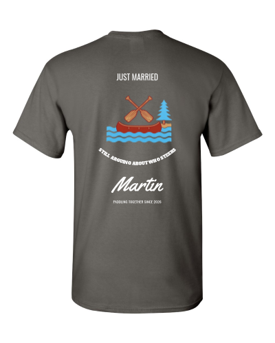 Same Canoe on a charcoal adult tee