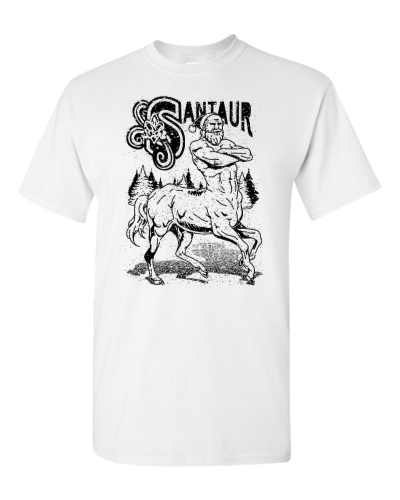 Santaur on a white adult tee