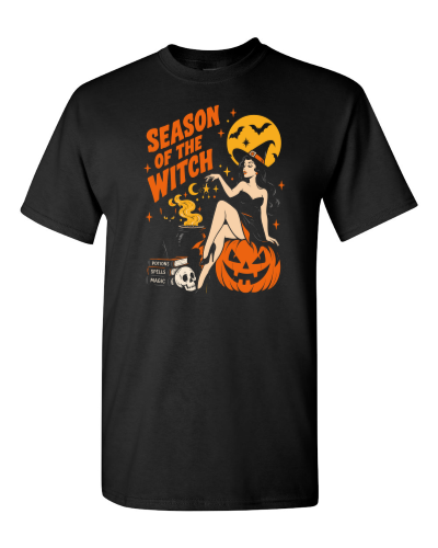 Season of the Witch on a black adult tee