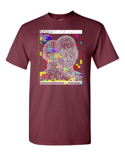 Seoul Digital Media City on a maroon adult tee