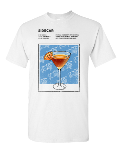 Sidecar Cocktail on a white adult tee