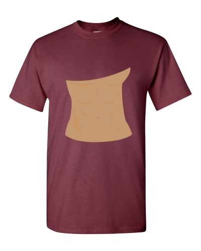 Six-Pack on a maroon adult tee