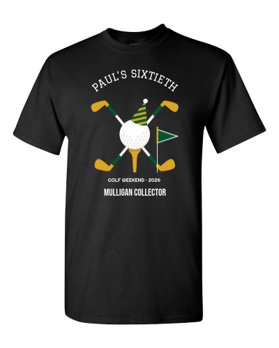 Sixtieth Golf Weekend on a black adult tee