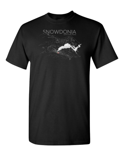 Snowdonia on a black adult tee